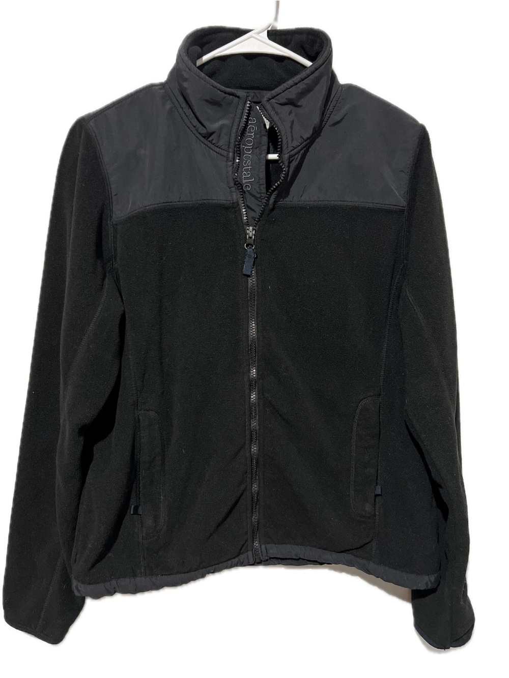 Aeropostale Black Full Zip Fleece Jacket Womens XL Zipper Pockets Outdoor Y2K